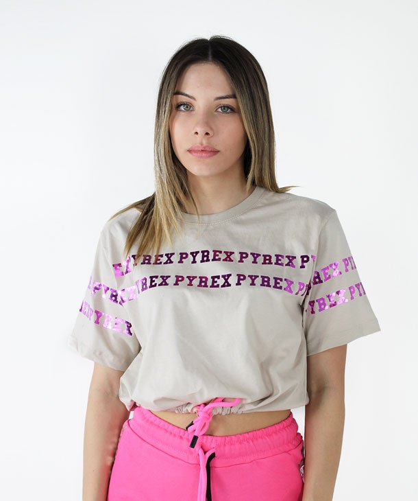T-SHIRT IN JERSEY CON LACCI PYREX