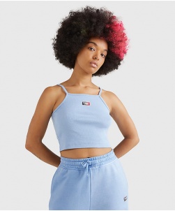 CROP TOP A COSTE CON LOGO TOMMY JEANS