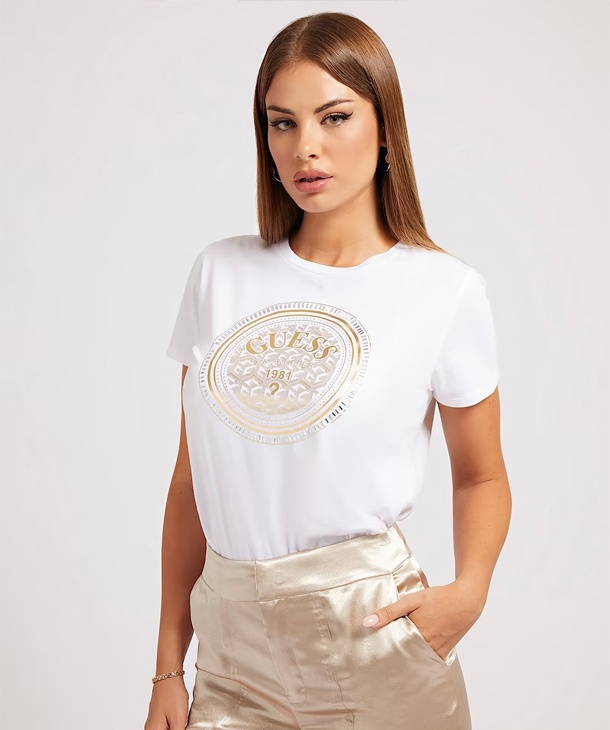 T-SHIRT STAMPA METALLIZZATA GUESS JEANS