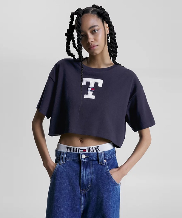T-SHIRT CROP OVERSIZE STILE COLLEGE TOMMY JEANS