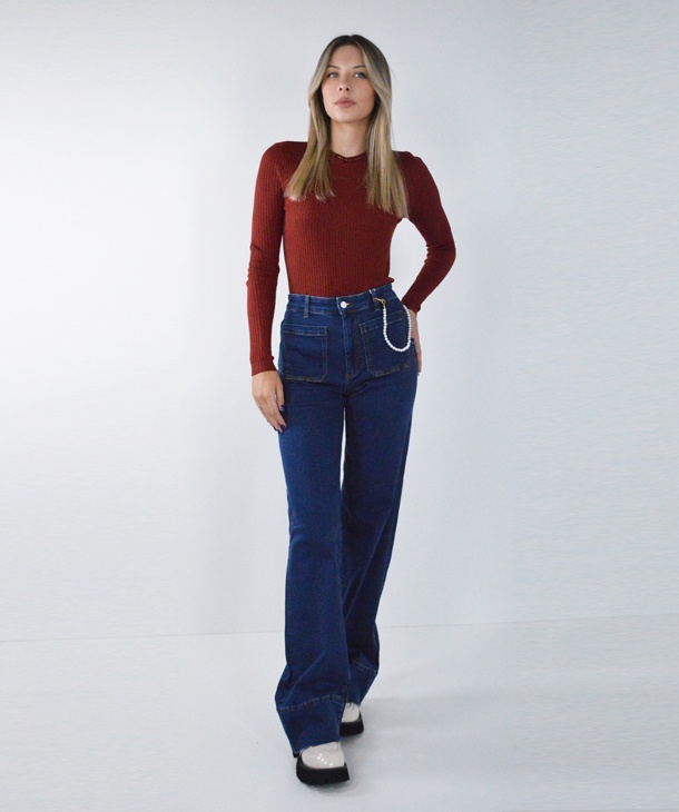 JEANS A PALAZZO CON TASCHINE ONLY