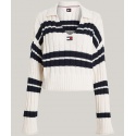 PULLOVER CROP A RIGHE TOMMY JEANS