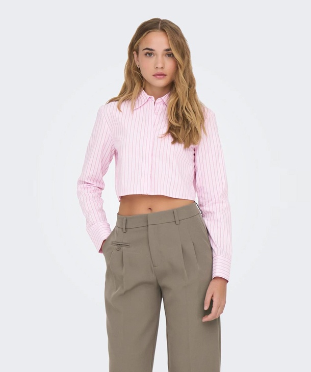 CAMICIA A RIGHE CROPPED CON TASCA ONLY
